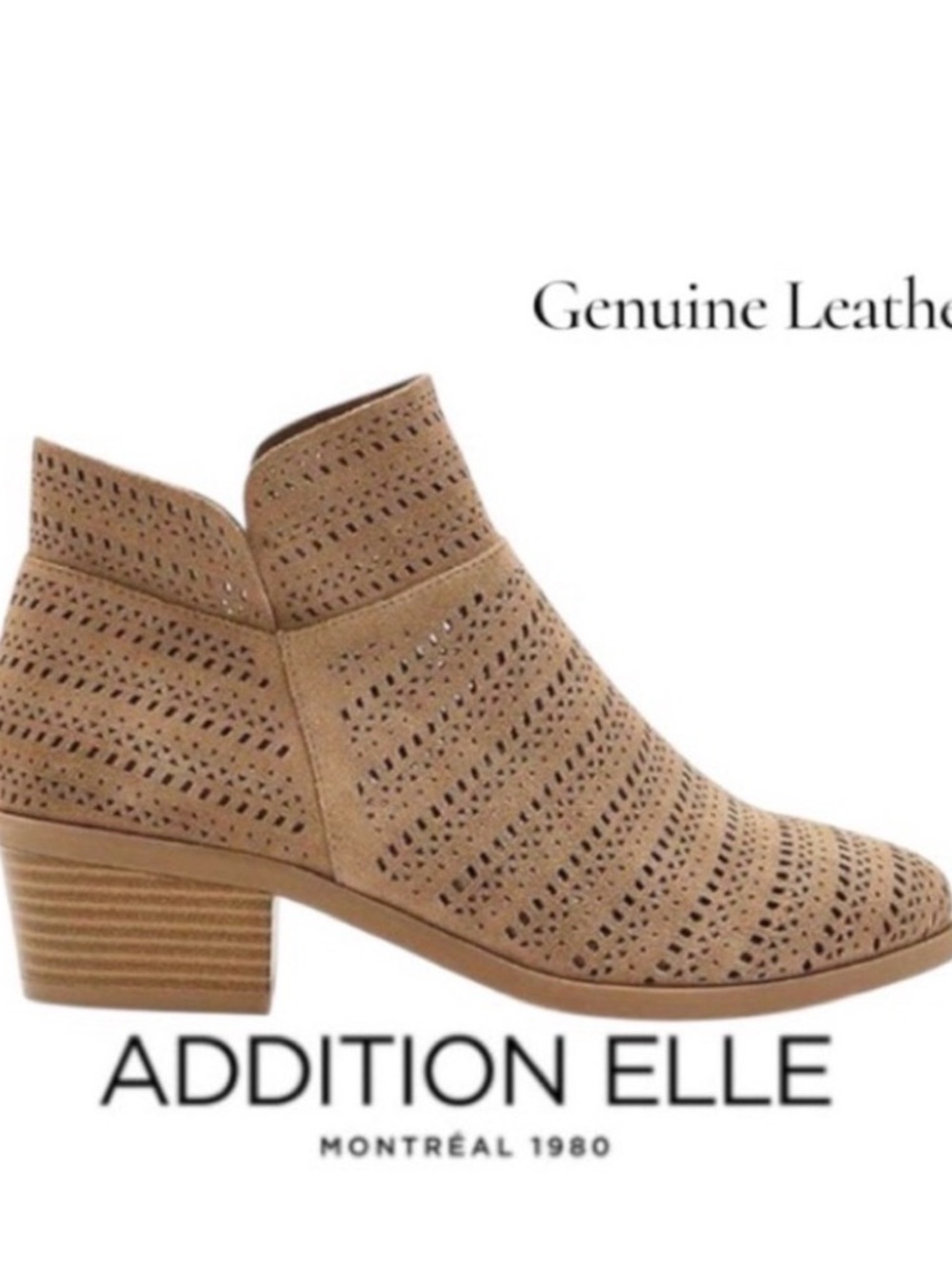 Wide width! Size 9 Addition-Elle Ankle Boots, Laser-Cut, Genuine Suede